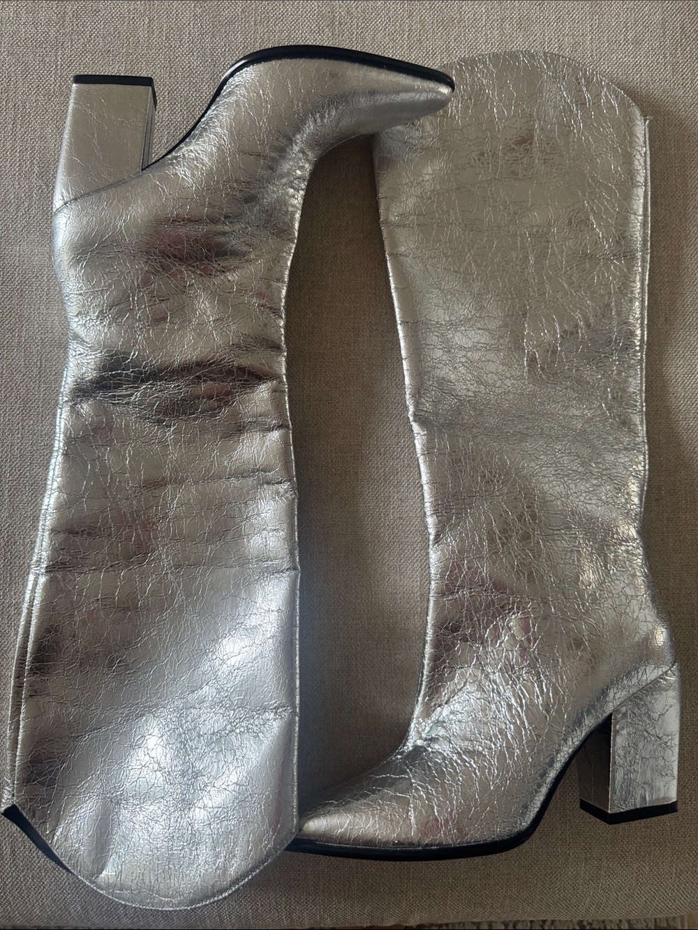 Brand New Metallic Silver Women's Knee-High Boots - Steve Madden 8.5